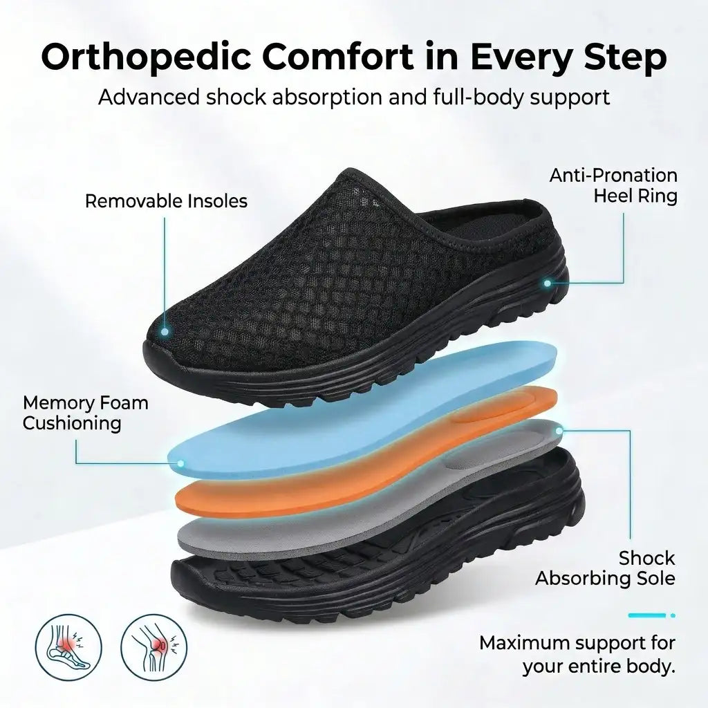 Ortho Ease Mule – Comfortable Slip-On Shoes + FREE Insoles