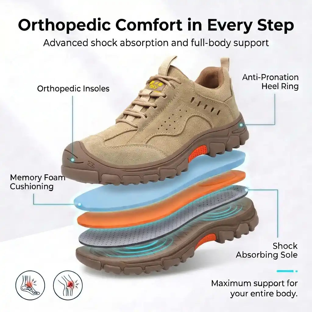 Ortho Safety Boots - Comfortable Composite Toe Shoes + FREE Insoles