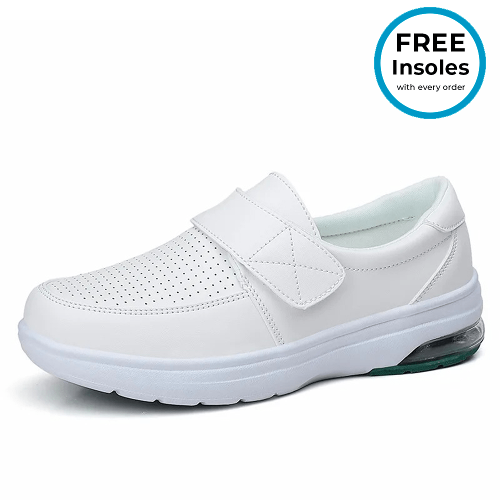 Ortho Strap - Comfortable Leather Shoes with Velcro Strap + FREE Insoles